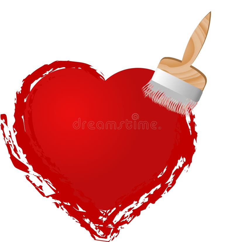 Brush painting heart stock vector. Illustration of paintbrush 7650476