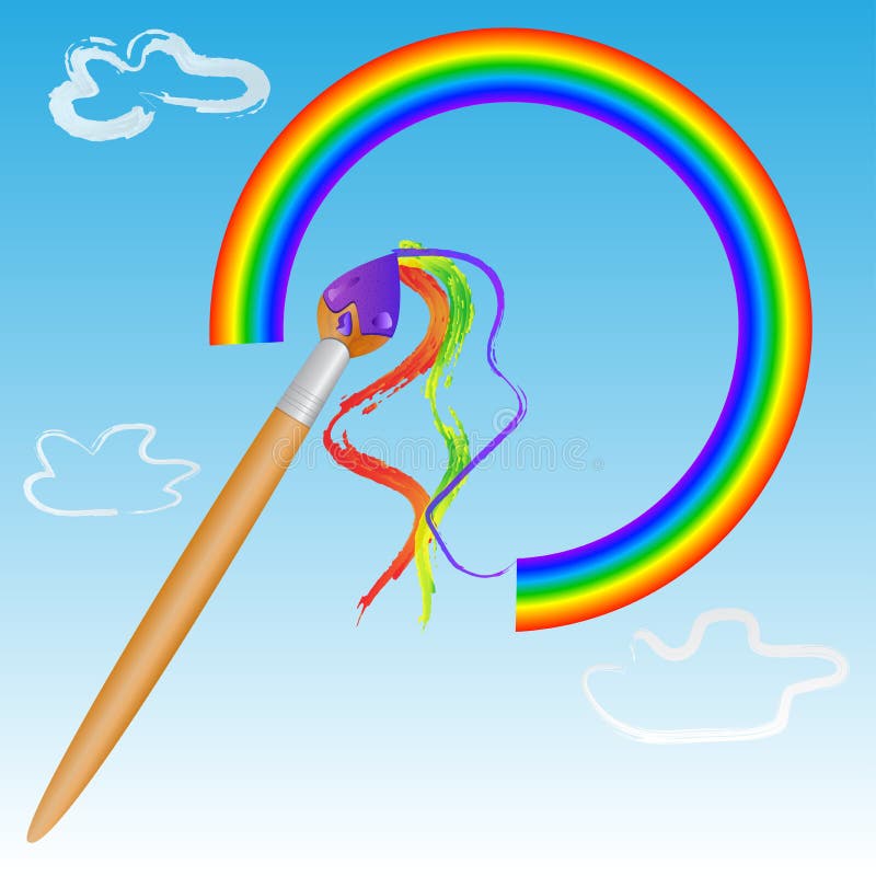 Brush painting a rainbow in the sky royalty free stock photography Brush painting a rainbow in the sky royalty free stock photography