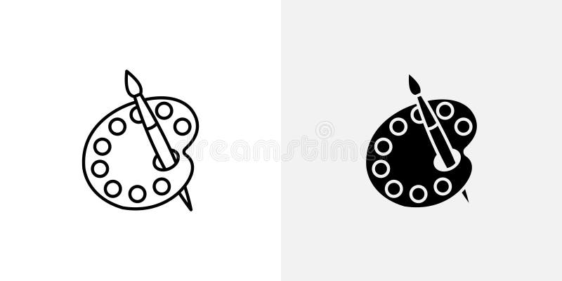 Brush and Palette vecor icon set royalty free illustration