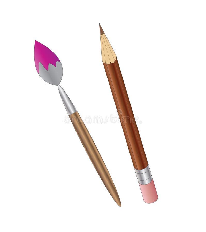 Brush and pencil stock vector. Illustration of original 16420040