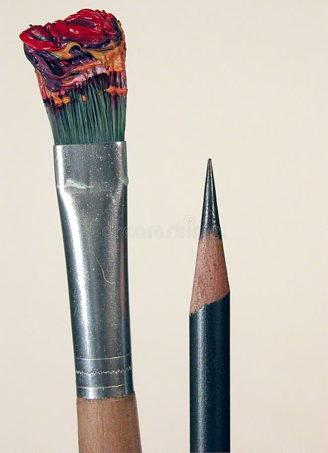Brush and Pencil stock photo. Image of pencil, expression 19654