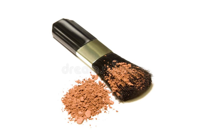 Cosmetic Powder Brush and Crushed Blush Palette Stock Image Image of