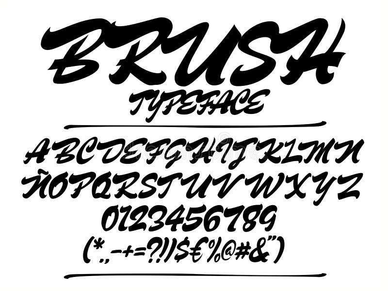 Brush Script Font. Handwritten Uppercase Typeface Isolated on