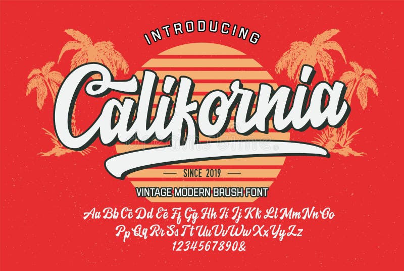 Brush Script Font Original Retro Typeface Vector royalty free illustration