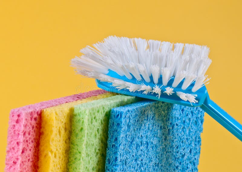 Kitchen Brush and Multi Color Sponges Stock Photo Image of multi