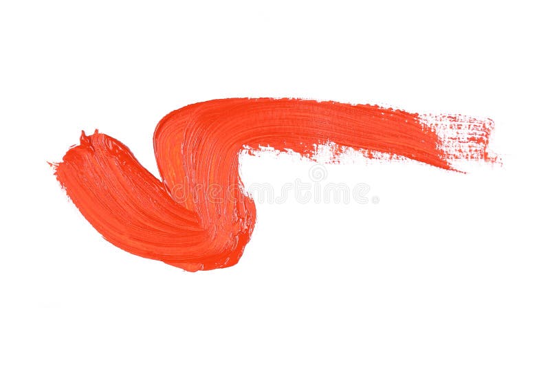 Brush Stroke with Red Paint or Lipstick Isolated on White Stock Image