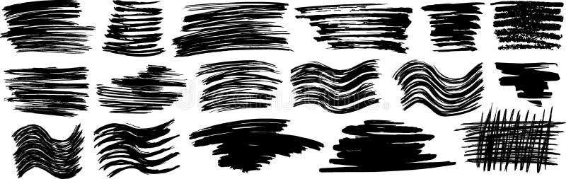 Brush stroke vector set hand drawn royalty free illustration