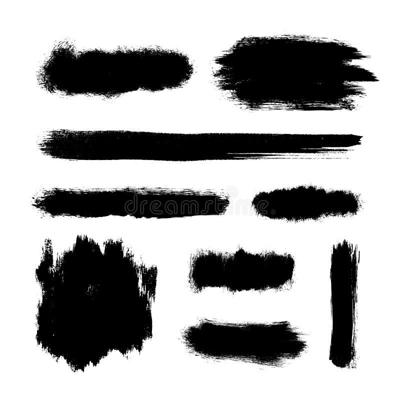 Brush strokes set, black hand paint streaks