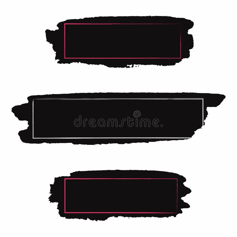 Brush strokes set. Black paint, inc brush stroke with grunge and frame. Dirty texture for text, banner stock illustration Brush strokes set. Black paint, inc brush stroke with grunge and frame. Dirty texture for text, banner stock illustration