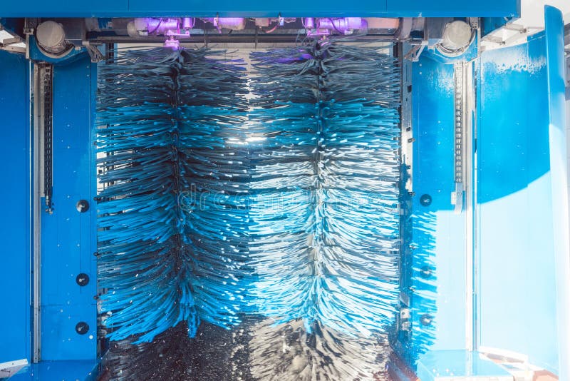 Brush turning in car wash stock image. Image of soap 126929093