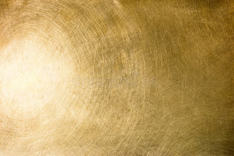 Brushed Brass Plate with Multiple Scratches and Light Reflection Stock