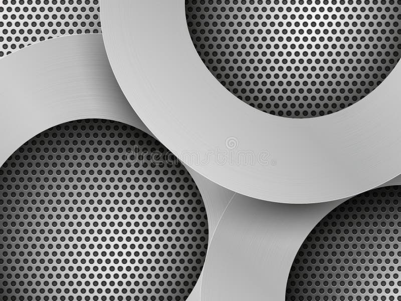 Brushed Metal Circles on Black Perforated Silver Background Stock ...