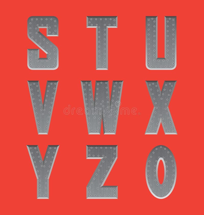 Brushed Metal Font Series Stock Illustrations 10 Brushed Metal Font