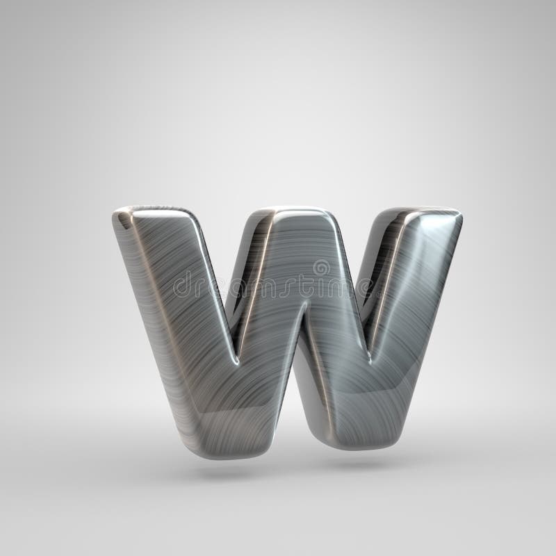 Brushed Metal Letter L Uppercase. 3D Render Shiny Metal Font Isolated