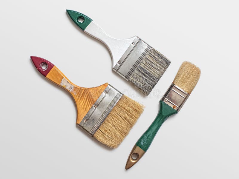 Three Paint Brushes for Painting Walls and Ceilings Stock Image Image