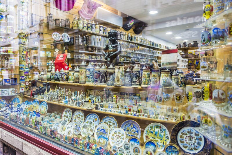 Souvenir store in Brussels, Belgium royalty free stock photography Souvenir store in Brussels, Belgium royalty free stock photography