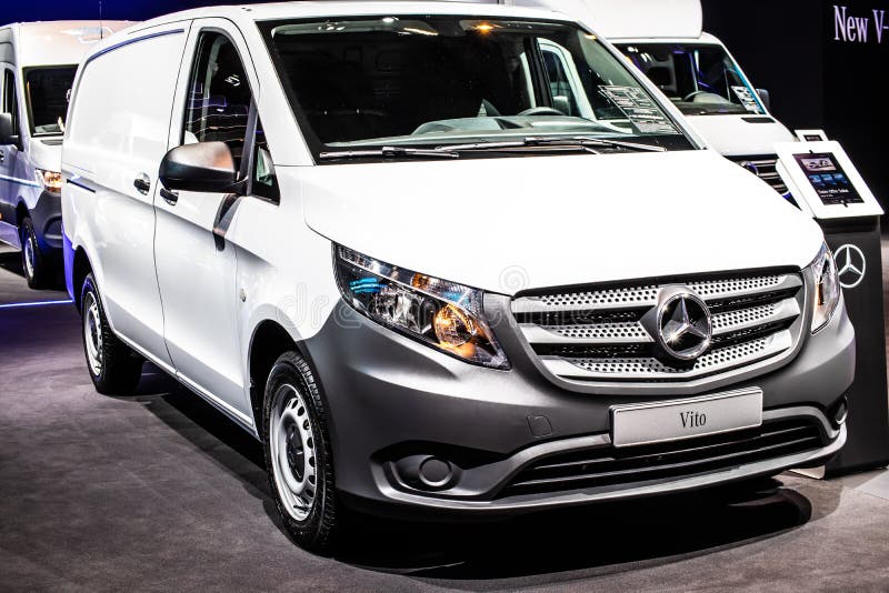 Mercedes Vito, Brussels Motor Show, produced by Mercedes Benz, light commercial vehicle as cargo van, pickup truck royalty free stock images Mercedes Vito, Brussels Motor Show, produced by Mercedes Benz, light commercial vehicle as cargo van, pickup truck royalty free stock images