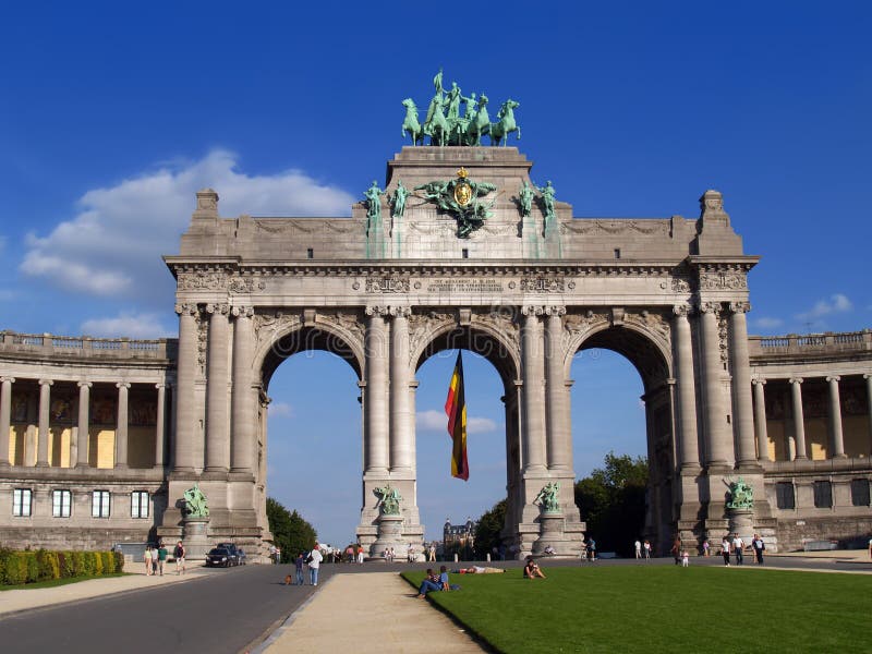 Brussels Landmark Arch With People Stock Photos Image 1148503