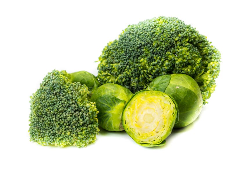 Brussels Sprouts and Broccoli Isolated Stock Image Image of healthy