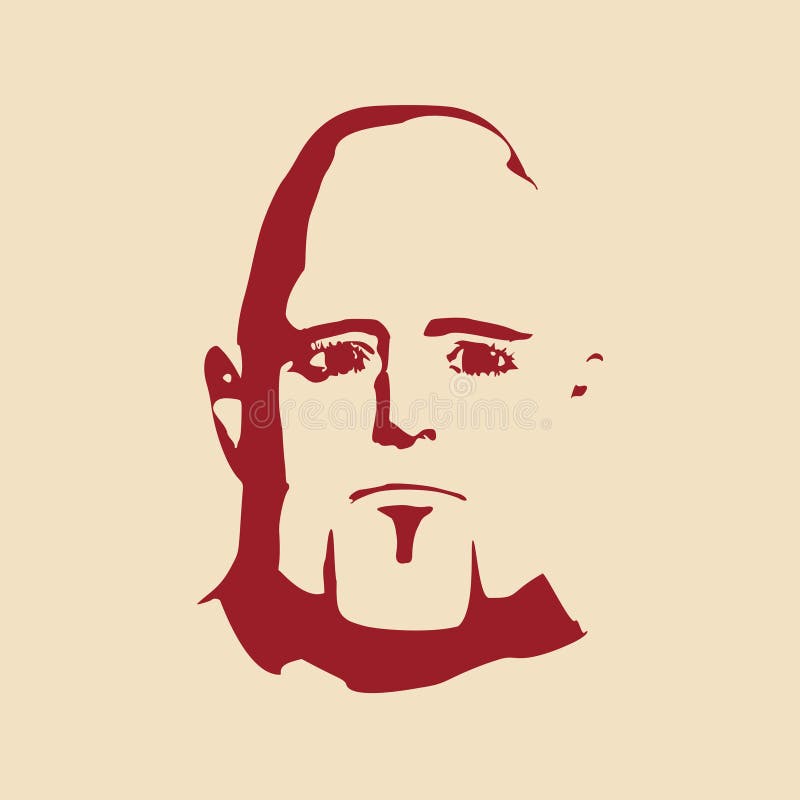 Brutal bald man with a beard stock illustration.