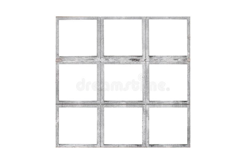Brutalist Modernist Windows in a 3 by 3 Square Grid Isolated on White
