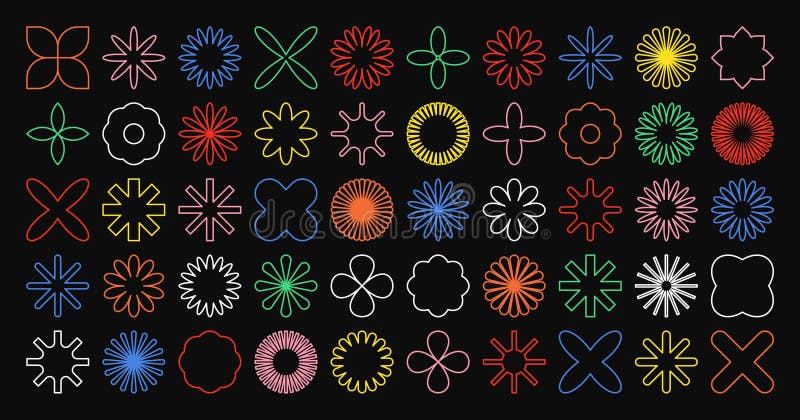 Brutalistyczne kształty geometryczne kolorowe symbole. proste elementy i formy pierwotne. modny projekt retro bauhaus royalty ilustracja