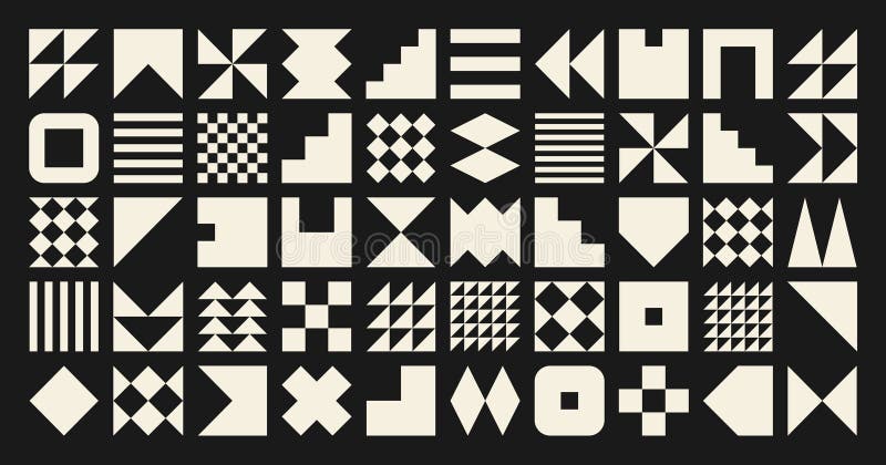 Brutalistyczne kształty geometryczne kolorowe symbole. proste elementy i formy pierwotne. modny projekt retro bauhaus royalty ilustracja