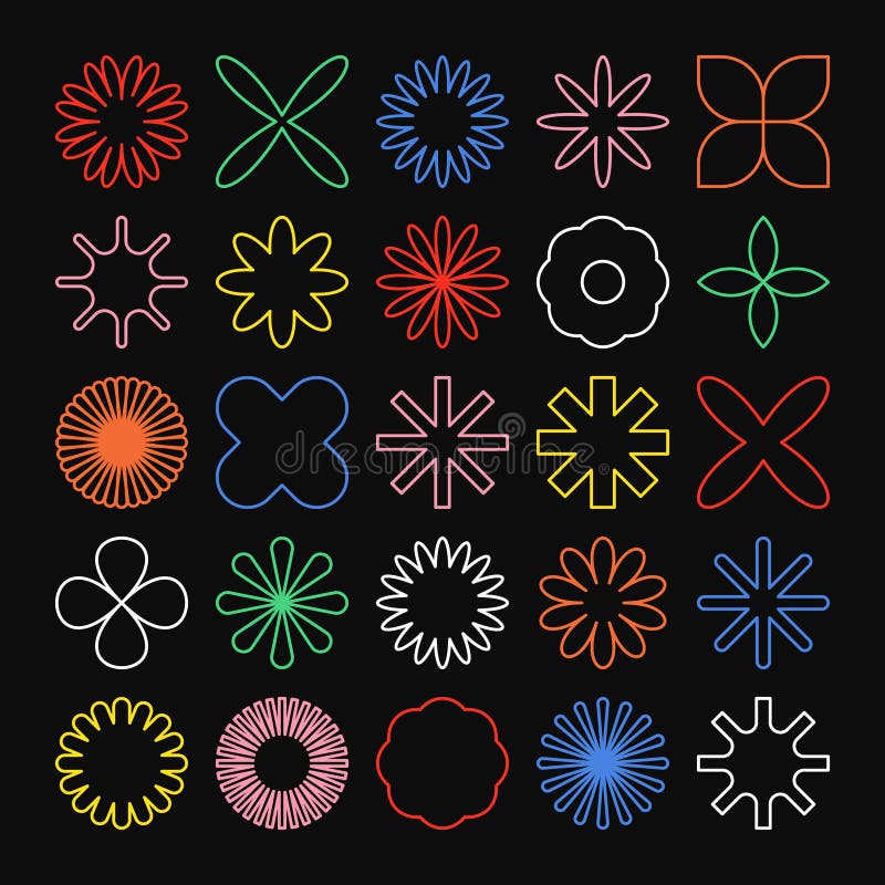 Brutalistyczne kształty geometryczne kolorowe symbole. proste elementy i formy pierwotne. modny projekt retro bauhaus ilustracji