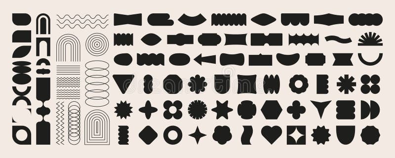 Brutalistyczne kształty geometryczne. nowoczesny prosty 3d cyfry minimalne retro futurystyczne podstawowe bloki abstrakcyjne bauha royalty ilustracja