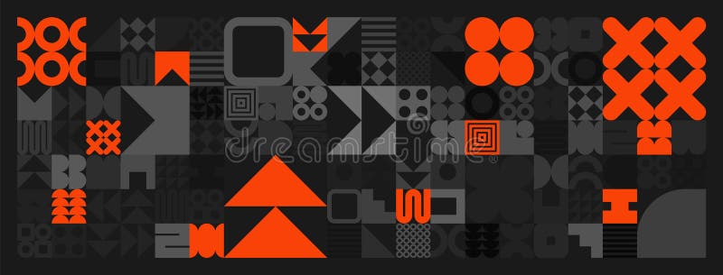Brutalistyczne symbole geometryczne szarych i pomarańczowych kształtów. proste elementy i formy pierwotne. modny projekt retro ilustracja wektor