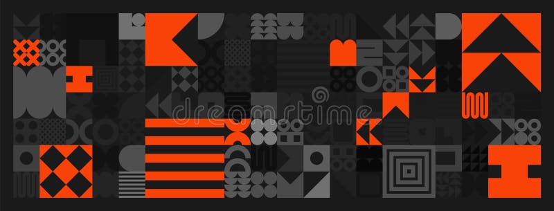 Brutalistyczne symbole geometryczne szarych i pomarańczowych kształtów. proste elementy i formy pierwotne. modny projekt retro ilustracji