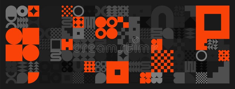 Brutalistyczne symbole geometryczne szarych i pomarańczowych kształtów. proste elementy i formy pierwotne. modny projekt retro royalty ilustracja