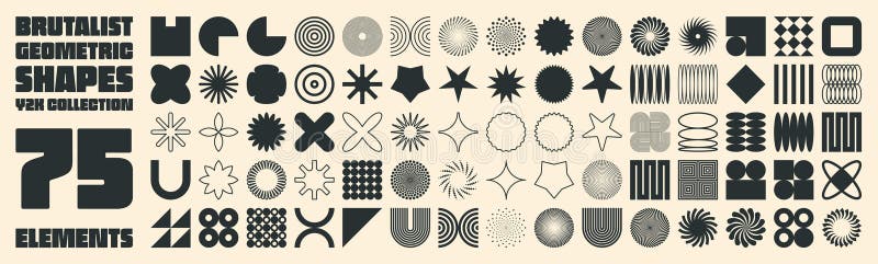 Brutalizm geometryczny kształtuje współczesne symbole. Proste elementy i formy pierwotne. Modny projekt retro współczesny ilustracja wektor