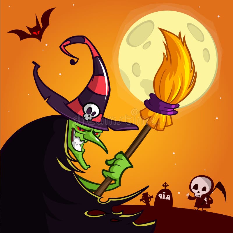 Vassoura-de-bruxa Feia De Halloween Isolada Ilustração Stock - Ilustração  de vassoura, verde: 233206141