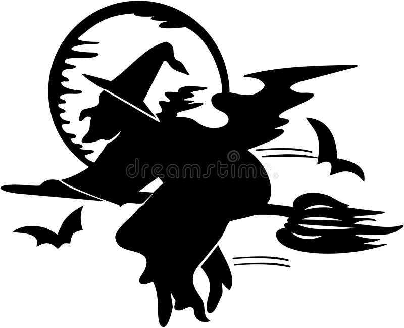 Bastão Voador De Desenho Em Um Chapéu De Bruxa Com Conceito De Cidade De  Halloween. Ilustração do Vetor - Ilustração de gravado, outono: 197582142