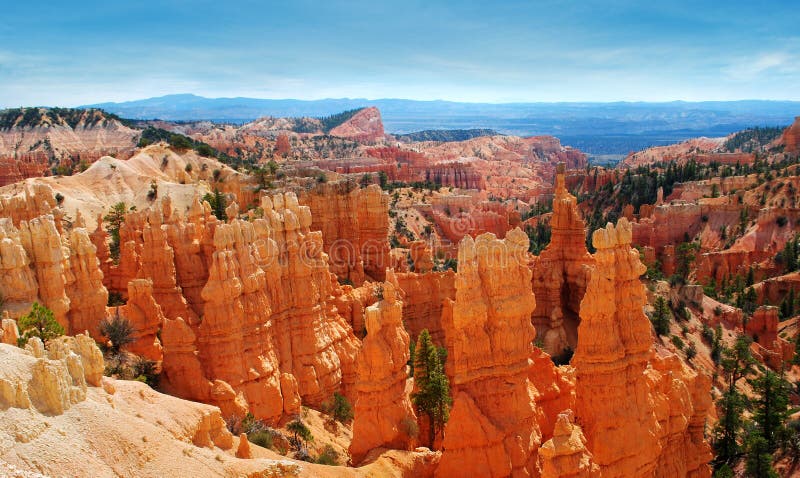 View of the fantastical colours and formations of the Bryce Canyon National Park. View of the fantastical colours and formations of the Bryce Canyon National Park