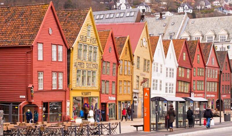 Bryggengebouwen in Bergen, Noorwegen