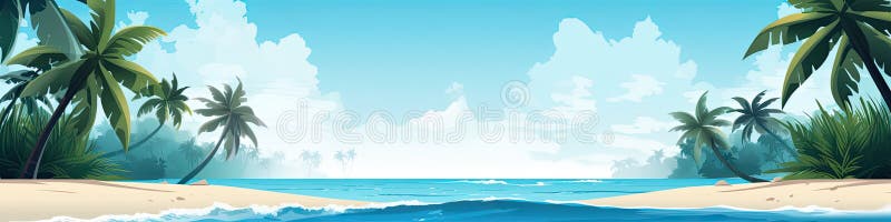 Bryzza tropikalna plaża getaway wibes tapeta baner design ilustracji