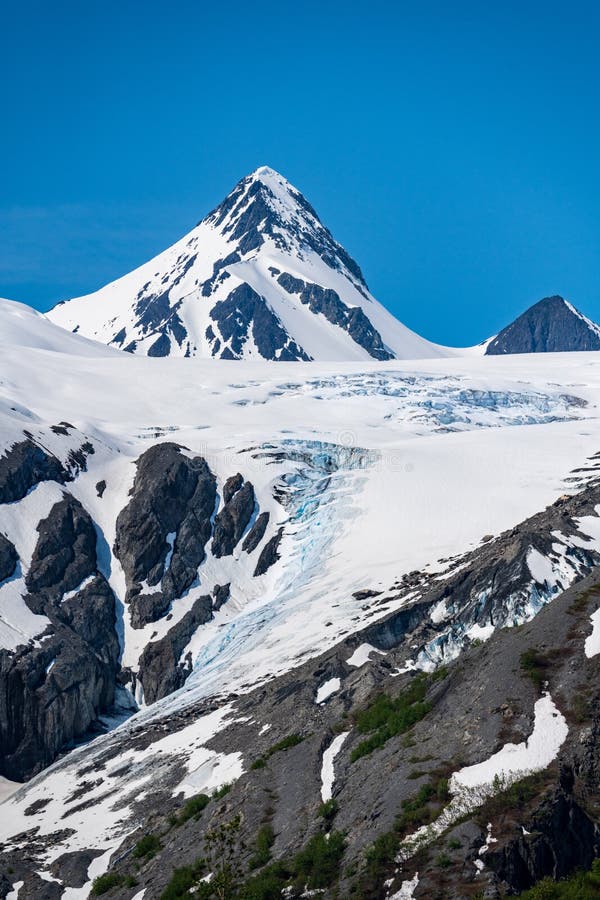 Brzeg lodowca Warington w pobliżu thompson pass alaska obrazy royalty free