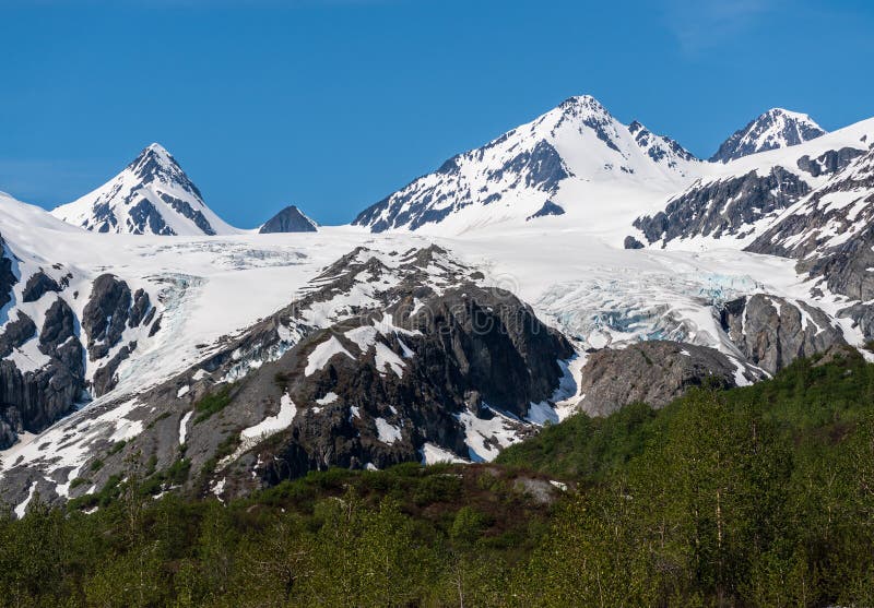 Brzeg lodowca Warington w pobliżu thompson pass alaska obrazy royalty free