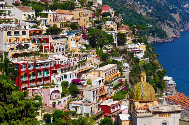 Positano na Wybrzeżu Amalfitiańskim zdjęcie stock