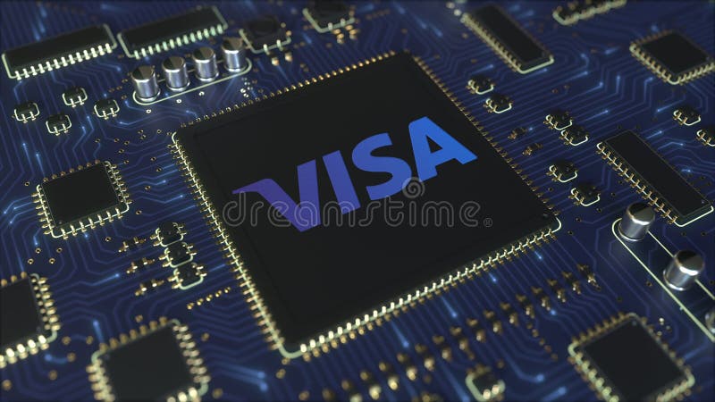 Bräde för utskrivaven strömkrets för dator eller PCB med visumet Inc logo Begreppsmässig tolkning för ledare 3D stock illustrationer Bräde för utskrivaven strömkrets för dator eller PCB med visumet Inc logo Begreppsmässig tolkning för ledare 3D stock illustrationer