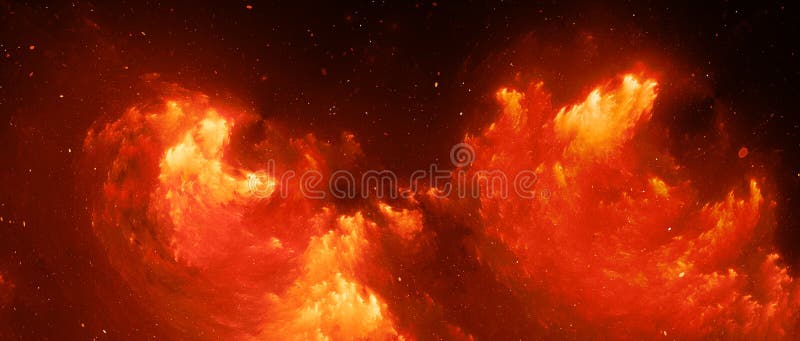 Br? nnhet gl? dande widescreen bakgrund f? r nebulosafractal stock illustrationer