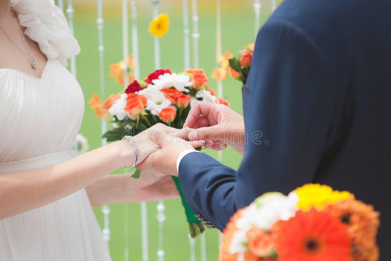 Bräutigam setzte den Ring auf die Hand der Braut stockfotos Bräutigam setzte den Ring auf die Hand der Braut stockfotos