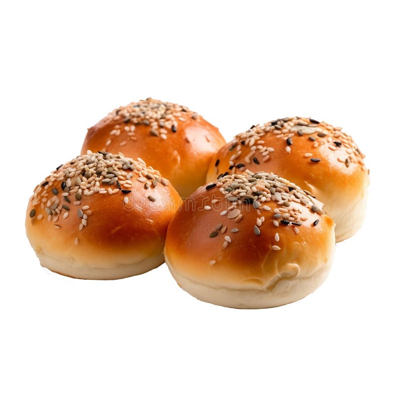 Bröd som är isolerade på genomskinlig vit bakgrund, nybakad vetebrödbunt med sesamfrön vektor illustrationer