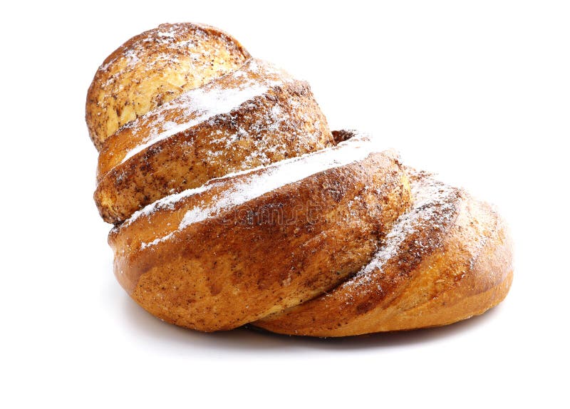 Brötchen aus frisch gebackenem Zimt. Abschlussfoto. auf weißem Hintergrund lizenzfreies stockbild