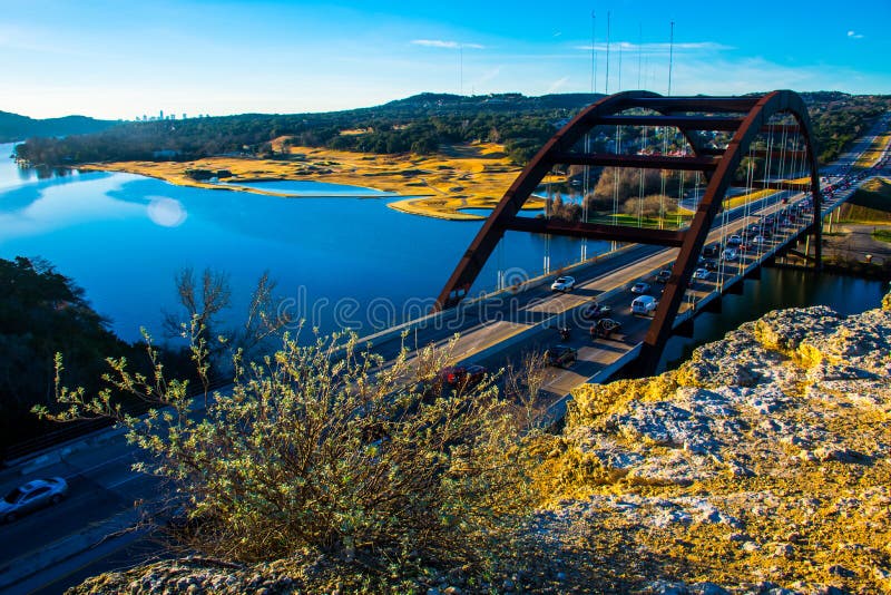 360 Bridge overlook is an amazing iconic landmark of Austin and Central Texas . THe City and downtown cityscape is visible in the background . THe AUstin golf course is also seen across the colorado river. 360 Bridge overlook is an amazing iconic landmark of Austin and Central Texas . THe City and downtown cityscape is visible in the background . THe AUstin golf course is also seen across the colorado river