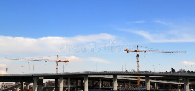 New bridge under construction in Belgrade, Serbia. New bridge under construction in Belgrade, Serbia