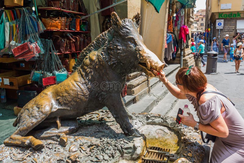 Brązowa fontanna Il Procellino w Florencja, Włochy fotografia stock Brązowa fontanna Il Procellino w Florencja, Włochy fotografia stock