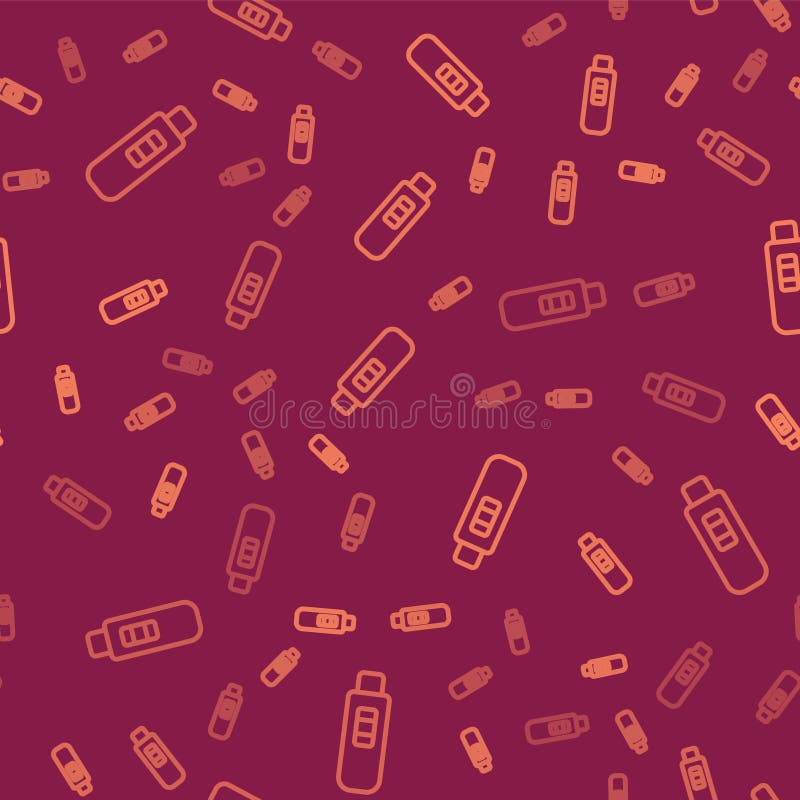 Brązowa linia test ciążowy ikona izolacja bezszwowego wzorca na czerwonym tle. wektor ilustracja wektor